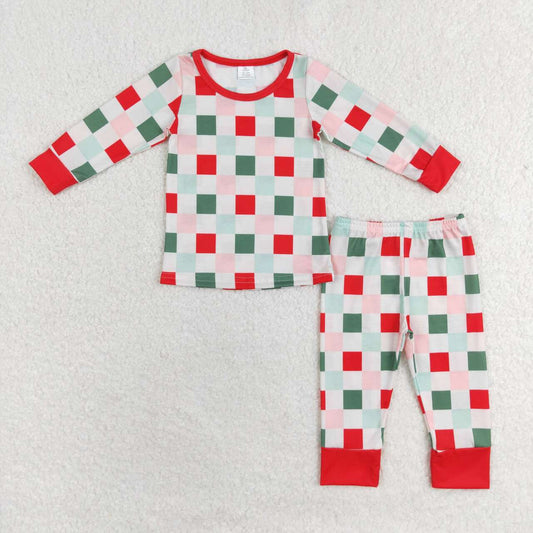 GLP1352 Christmas Colorful Plaid Long Sleeve Long Pants Pajama Set