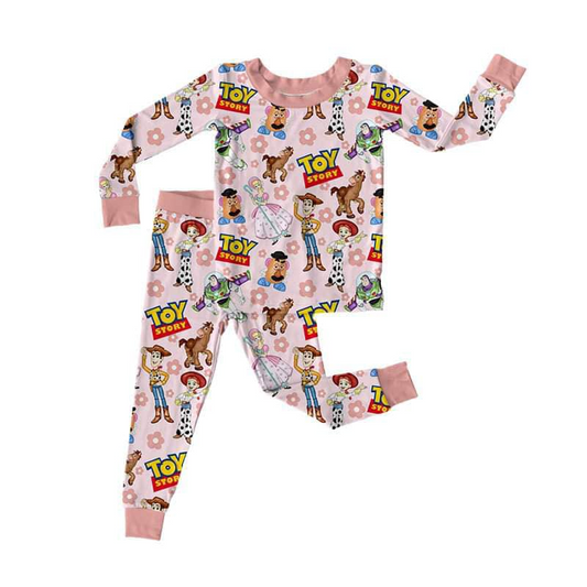 presale GLP1361   Floral pink long-sleeved trousers pajama set