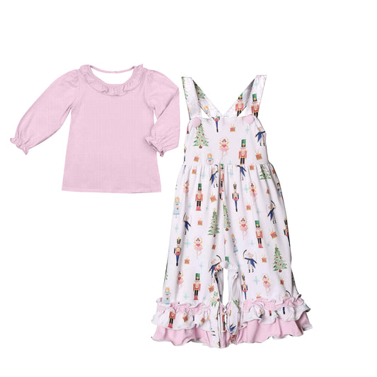 presale GLP1368 Baby Girls Pink Tee Christmas Soldier Jumpsuits Clothes Sets