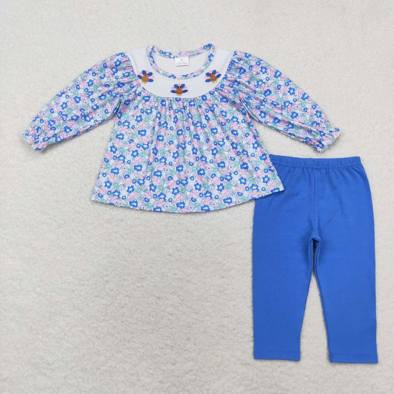 GLP1379 Floral Turkey Embroidery Legging Set