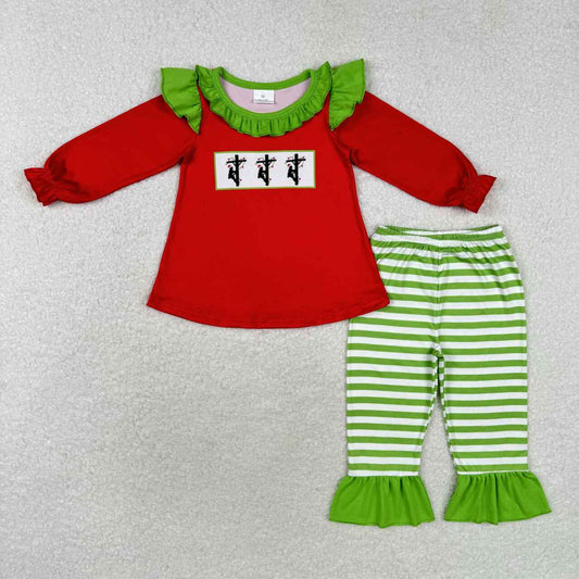 GLP1385 Christmas Lineman Red Long Sleeve Striped Pants Outfit