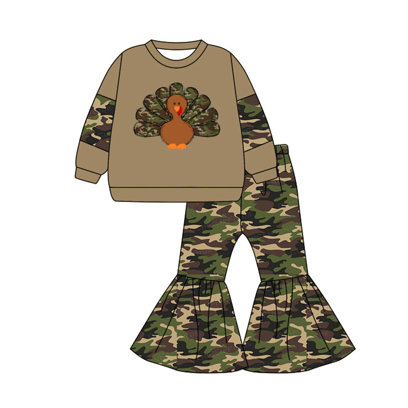 presale GLP1391 Camouflage Turkey Brown Long Sleeve Pants Set