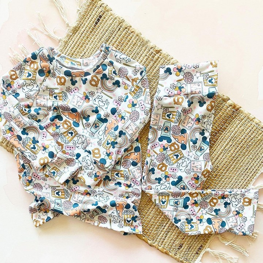 presale GLP1422 Popcorn Rainbow Long Sleeve Long Pants Pajama Set