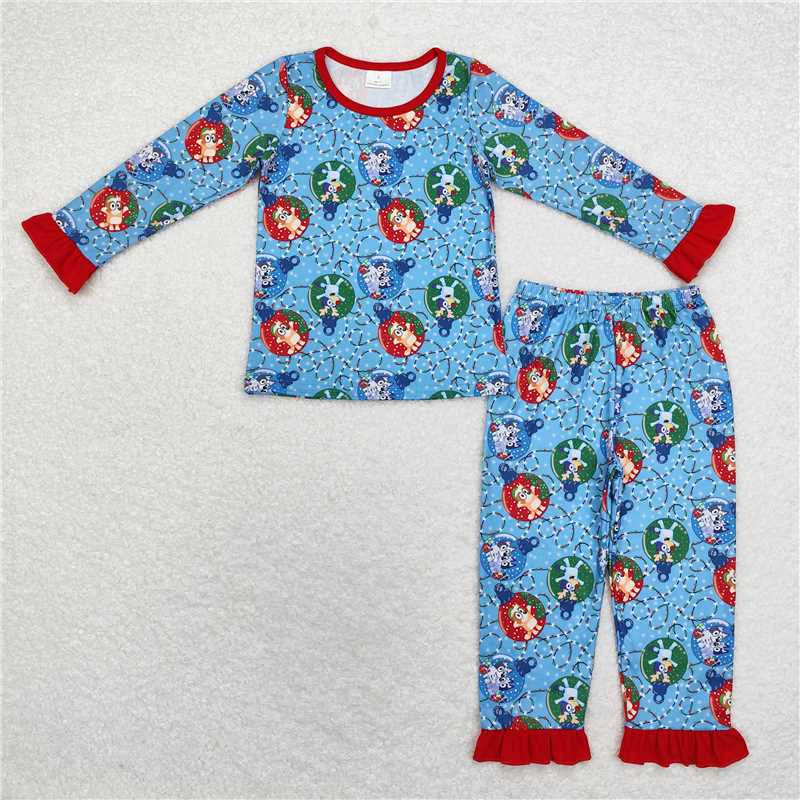 Sibling Baby Boys Girls Christmas Dogs Top Pants Pajamas Clothes Sets Zipper Footie Romper D 904