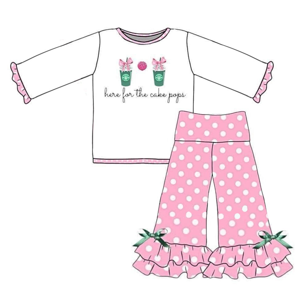 presale GLP1464 Pink Polka Dot Lace Long Sleeve Pants Set