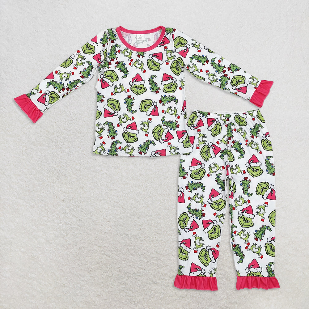 Family Christmas Green Face Hearts Pajamas Holiday Wear D 901