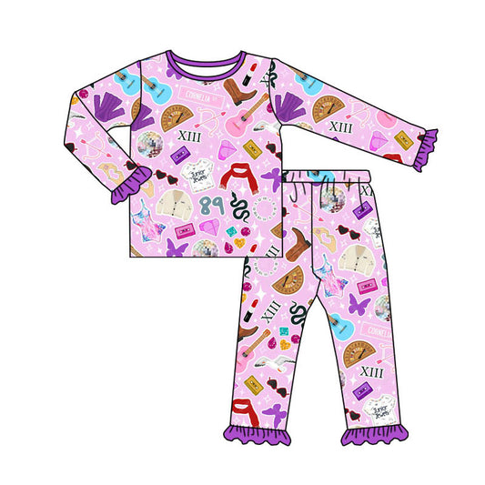 presale GLP1515 Boots Butterfly Purple Lace Pants Pajama Set