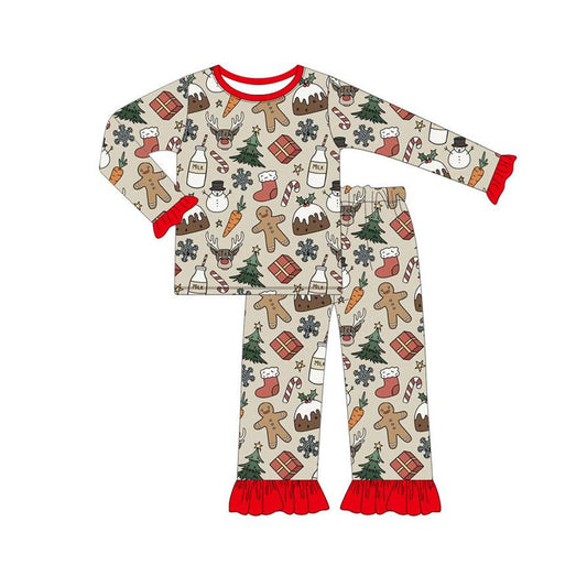 presale GLP1521 Milk gingerbread man socks Christmas tree lace long sleeve long pants pajama set