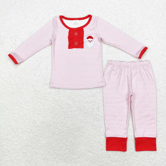 GLP1529 Santa Claus Pink Striped Long Sleeve Long Pants Pajama Set