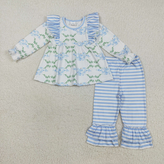GLP1548 Pumpkin Leaf Blue Striped Lace White Long Sleeve Pants Set D 8.7