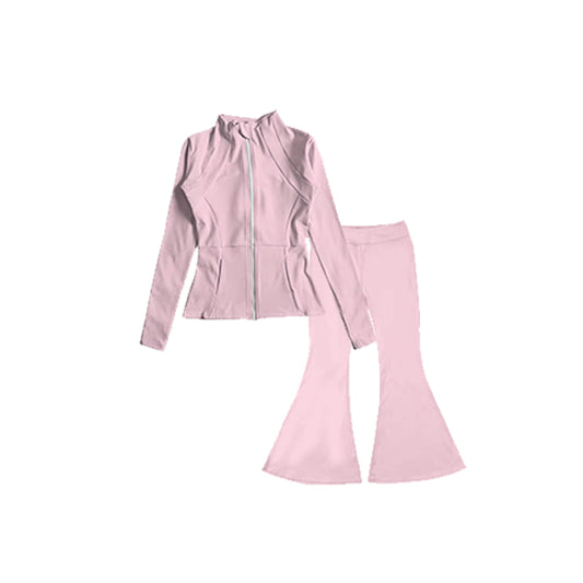 presale GLP1557 Baby Girls Light Pink Yoga Active Wear Jackets Pants 2pcs Clothes Sets 2024.7.11
