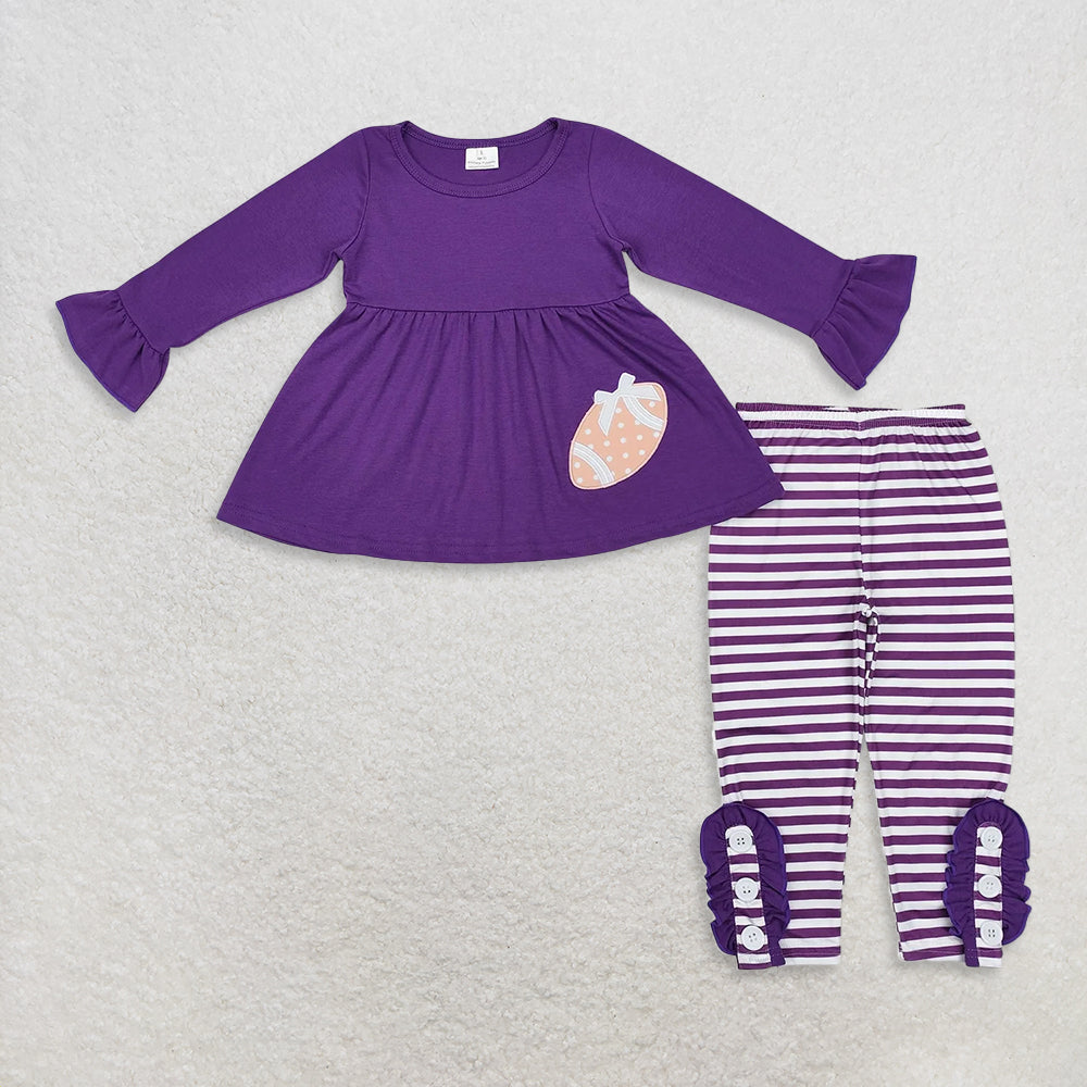 Sibling Baby Girls Football Team Tunic Stripes Legging Clothes Sets  D 908