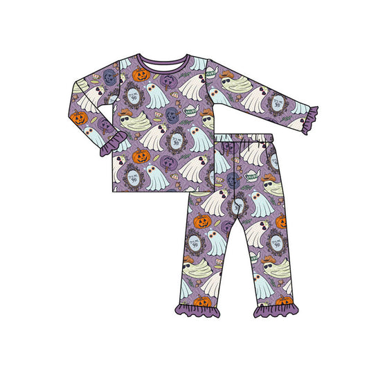 presale GLP1602 Pumpkin Ghost Purple Lace Long Sleeve Long Pants Pajama Set  2024 7.17