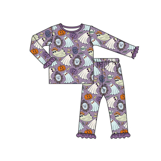 presale GLP1602 Pumpkin Ghost Purple Lace Long Sleeve Long Pants Pajama Set 2024 7.17