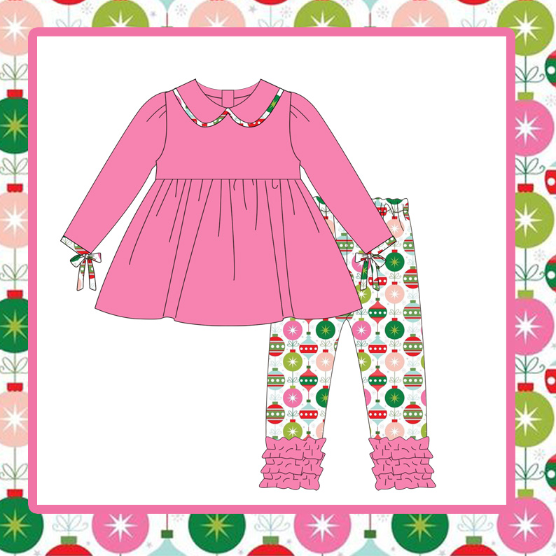 presale GLP1641  Christmas doll collar pink long-sleeved light ball trousers suit  2024 7.22