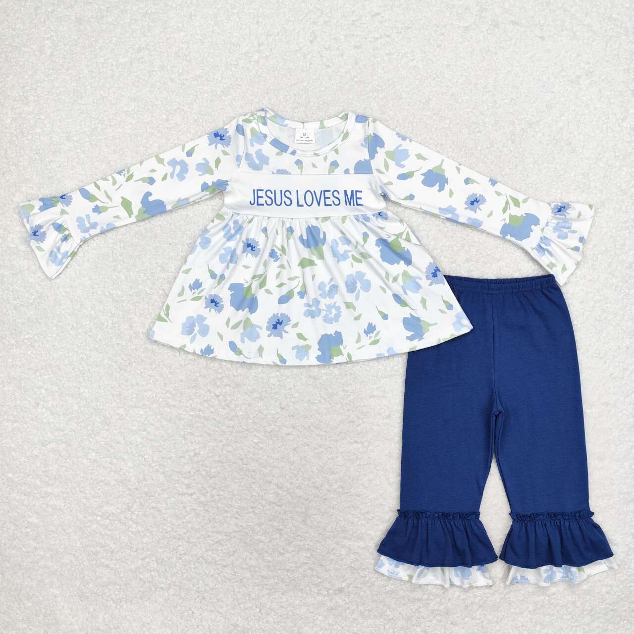 GLP1669 loves me floral long sleeve blue trousers suit