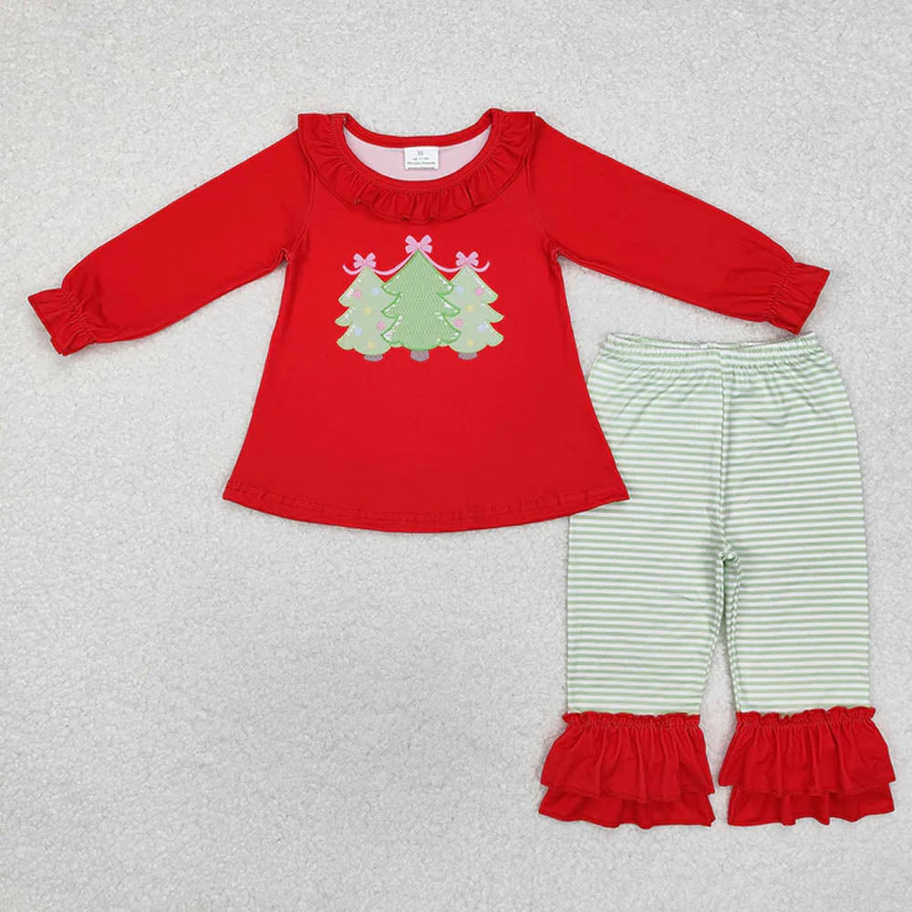 Sibling Kids Boys Girls Red Christmas Tree Rompers Clothing Sets  D 7.8