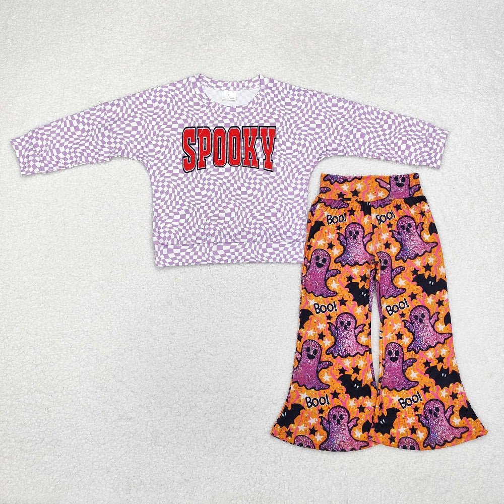 GLP1691 Baby Girls Halloween Spooky Top Bell Pants Clothes Sets