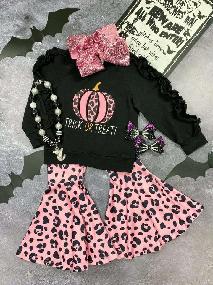 presale GLP1721 Leopard print pumpkin black lace long sleeve pink trousers suit  2024 7.31