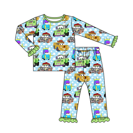 presale GLP1724 Car White Cloud Lace Blue Green Long Sleeve Long Pants Pajama Set 2024 8.1