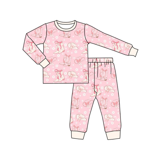 presale GLP1726 Flower boots hat pink long sleeve long pants pajama set 2024 8.1