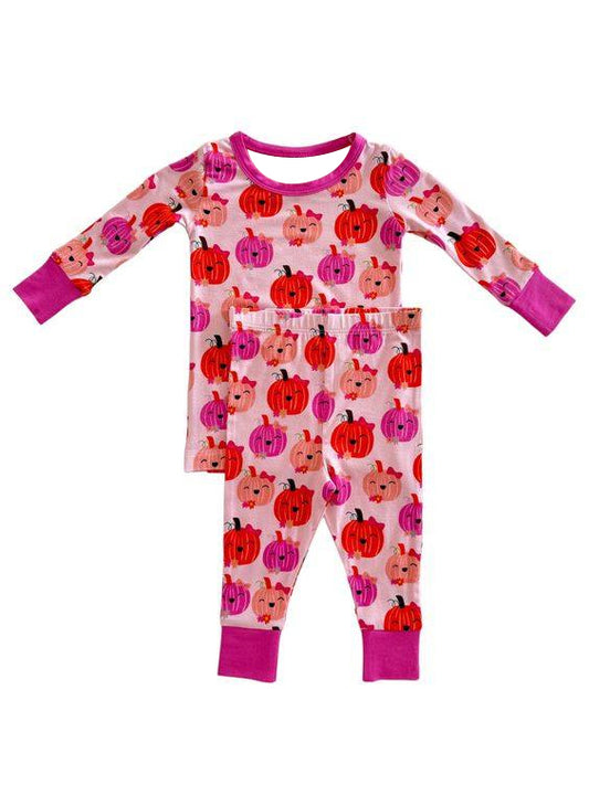 presale GLP1729  Bowknot Pumpkin Rose Red Long Sleeve Long Pants Pajama Set  2024 8.1