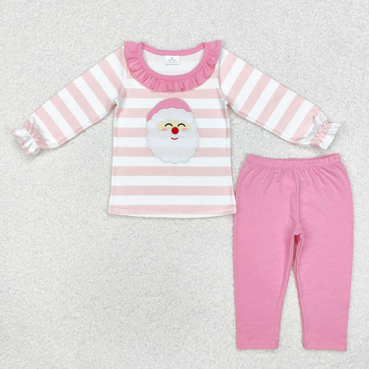 GLP1739 Santa Claus Lace Pink and White Striped Long Sleeve Pants Suit