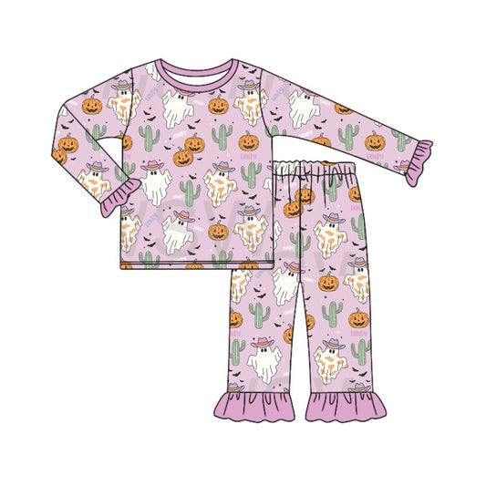 presale GLP1744 Ghost Cactus Pumpkin Purple Long Sleeve Long Pants Pajama Set  2024 8.5