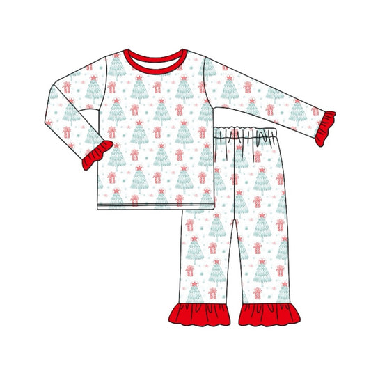 presale GLP1746 Christmas tree gift lace red and white long sleeve long pants pajama set 2024 8.5