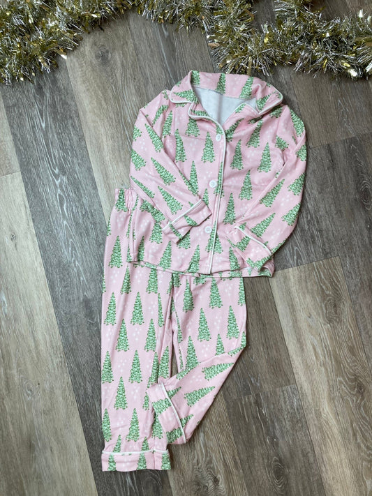 presale GLP1775 Christmas Tree Starlight Pink Long Sleeve Long Pants Pajama Set 2024 8.10