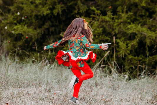 presale GLP1779  Christmas bell light ball pine nut lace green long sleeve red trousers suit 2024 8.12