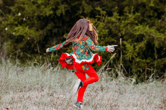 presale GLP1779 Christmas bell light ball pine nut lace green long sleeve red trousers suit 2024 8.12