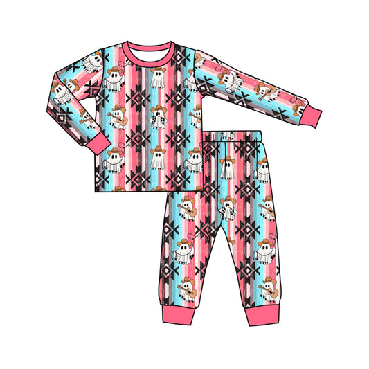 presale GLP1804 Halloween Ghost Geometric Color Stripe Long Sleeve Long Pants Pajama Set 2024 8.14