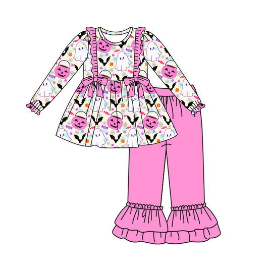 presale GLP1813 Halloween Ghost Bat Candy Rose Red Lace Bowknot Long Sleeve Pants Suit 2024 8.15