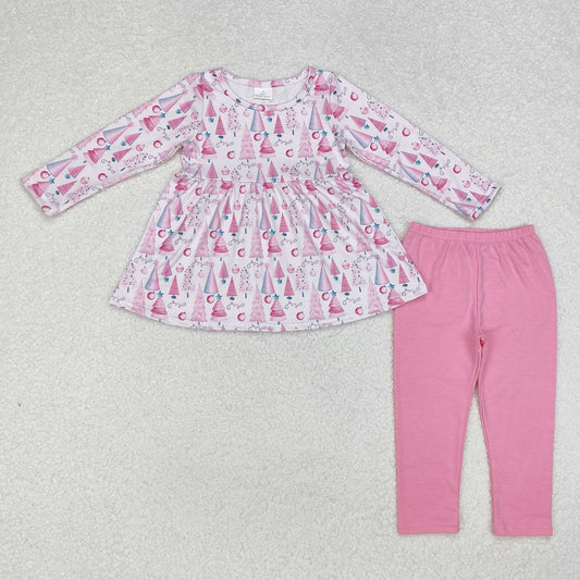 GLP1814 Christmas Tree Long Sleeve Lace Pocket Pants Set