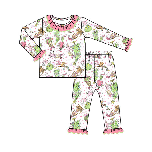 presale GLP1818 Star pink lace white long-sleeved long pants pajama set   2024 8.16