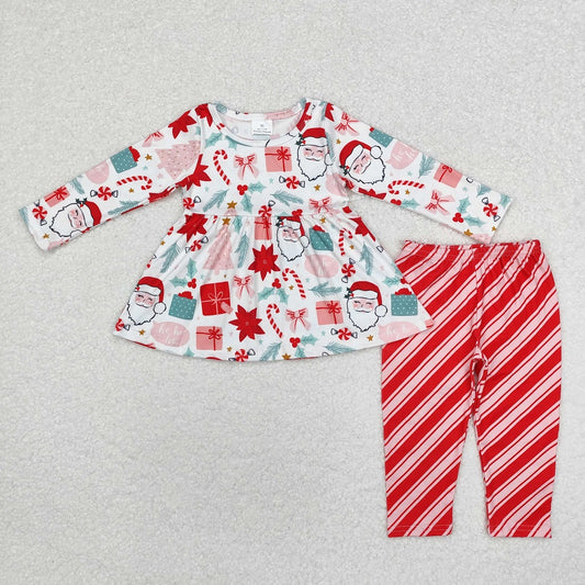 GLP1823 Santa Claus Gift Long Sleeve Red Striped Pants Suit