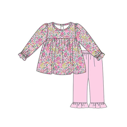 presale GLP1837 Floral long-sleeved pink trouser suit 2024 8.21
