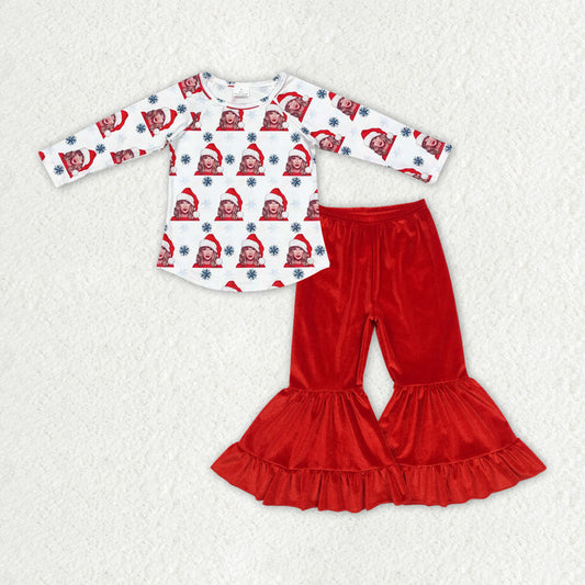 GLP1842 Baby Girls Christmas Tops Bell Pants Clothes Sets