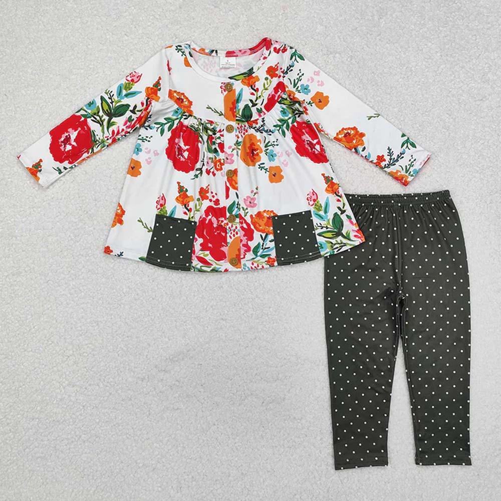 Sibling Baby Girls Fall Floral Pocket Tunic Legging Pants Clothing Sets  D 6.25