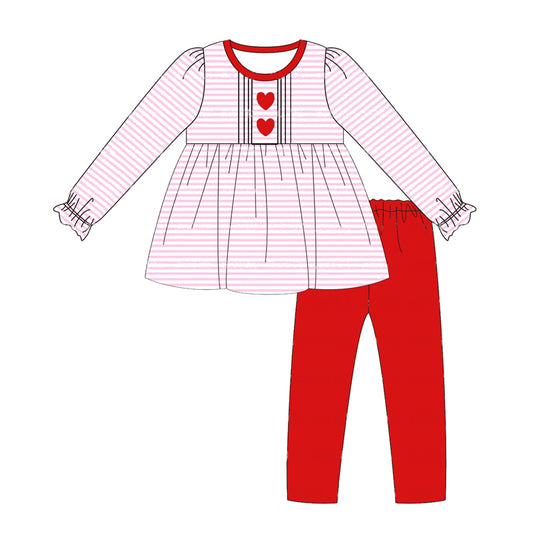 presale GLP1874 Red heart pink striped long-sleeved trousers suit  2024 8.28