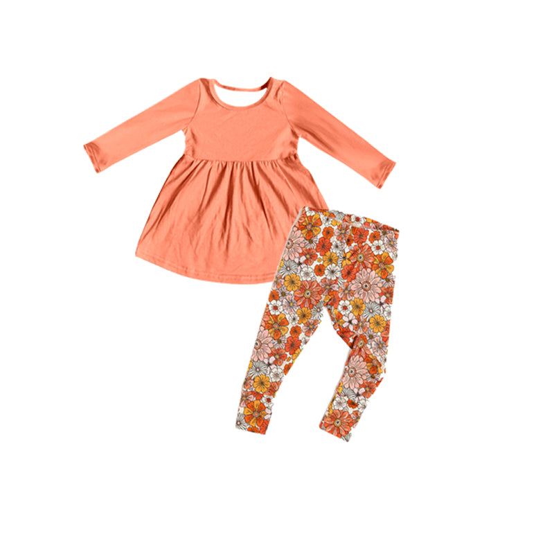 presale GLP1884 Baby Girls Pink Tunic Floral Legging Clothes Sets  2024 8.29