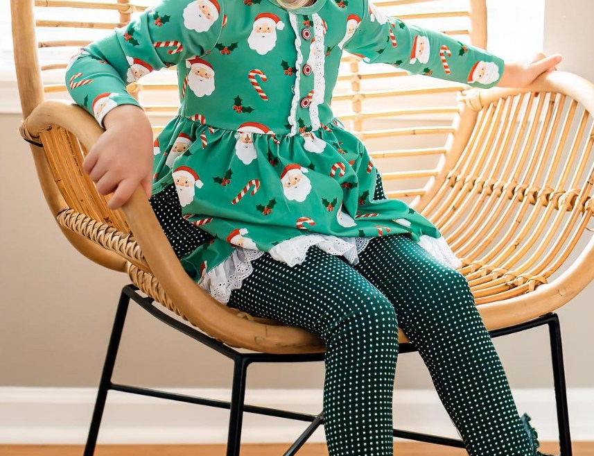 presale GLP1890 Santa Cane Lace Green Long Sleeve Polka Dot Pants Set   2024 8.29