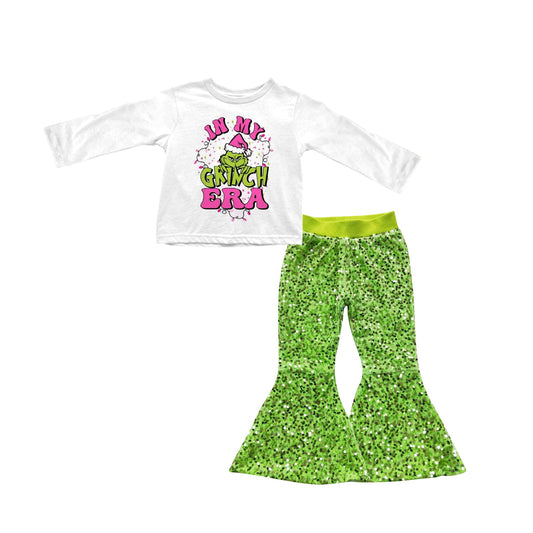 presale GLP1899  White long-sleeved fluorescent green sequined trousers suit  2024 8.30