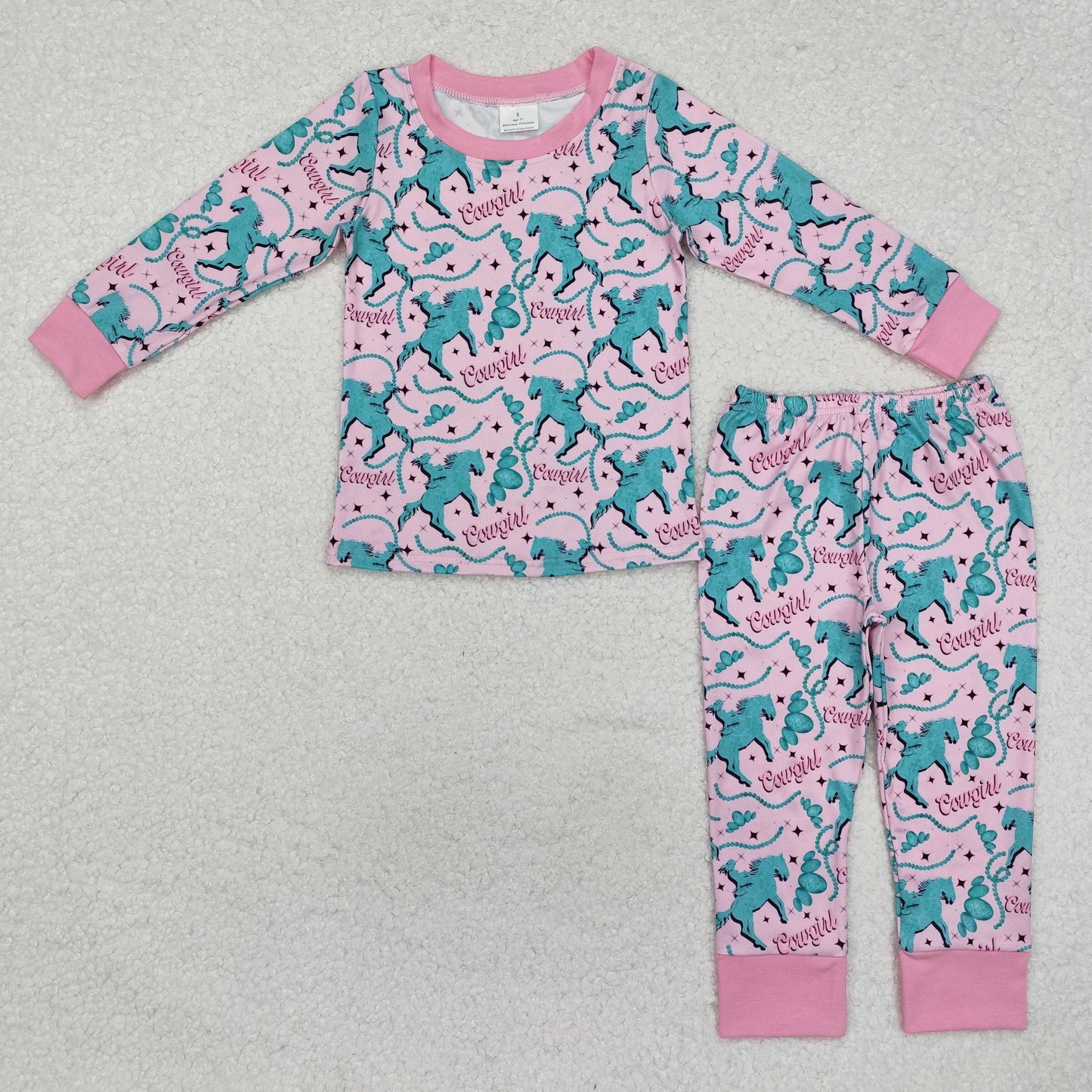 GLP1911 Horse Riding Gem Pink Long Sleeve Long Pants Pajama Set