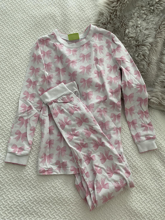 presale GLP1917  Pink bow pattern white long-sleeved trousers pajama set 2024 9.3