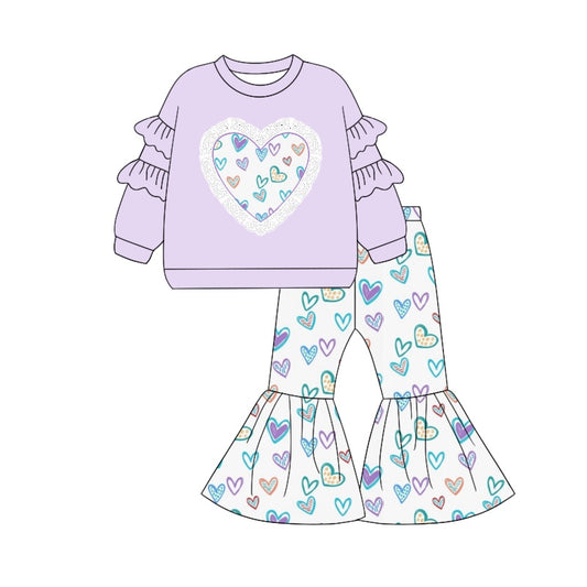 presale GLP1957  Lace Heart Purple and White Long Sleeve Pants Set 2024 9.7