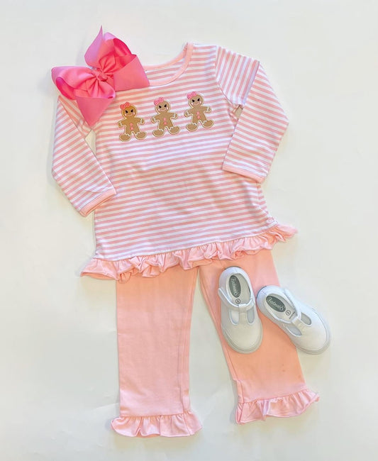 presale GLP1965 Gingerbread Man Pink Striped Lace Long Sleeve Pants Set  2024 9.9