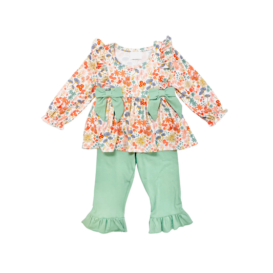 presale GLP1967 Flower Dandelion Green Bow White Long Sleeve Pants Set 2024 9.9