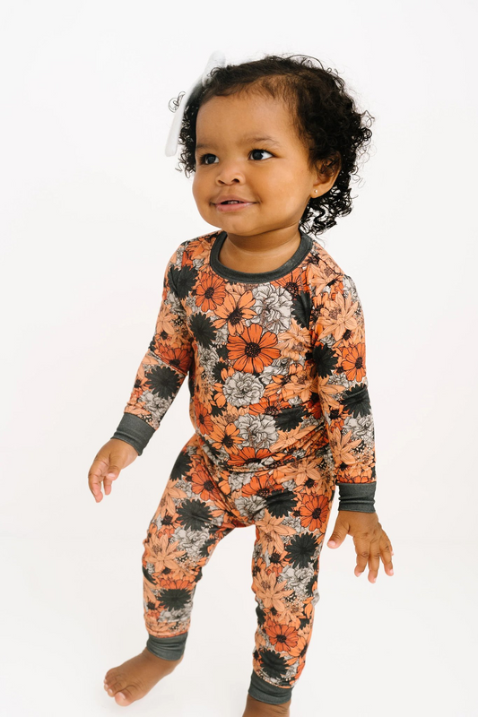 presale GLP2001  Orange Flower Long Sleeve Long Pants Pajama Set 2024 9.13